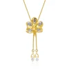 Ascocenda Sagarik Gold Orchid Short Slider Necklace in Gold & Palladium with Crystal Tailends