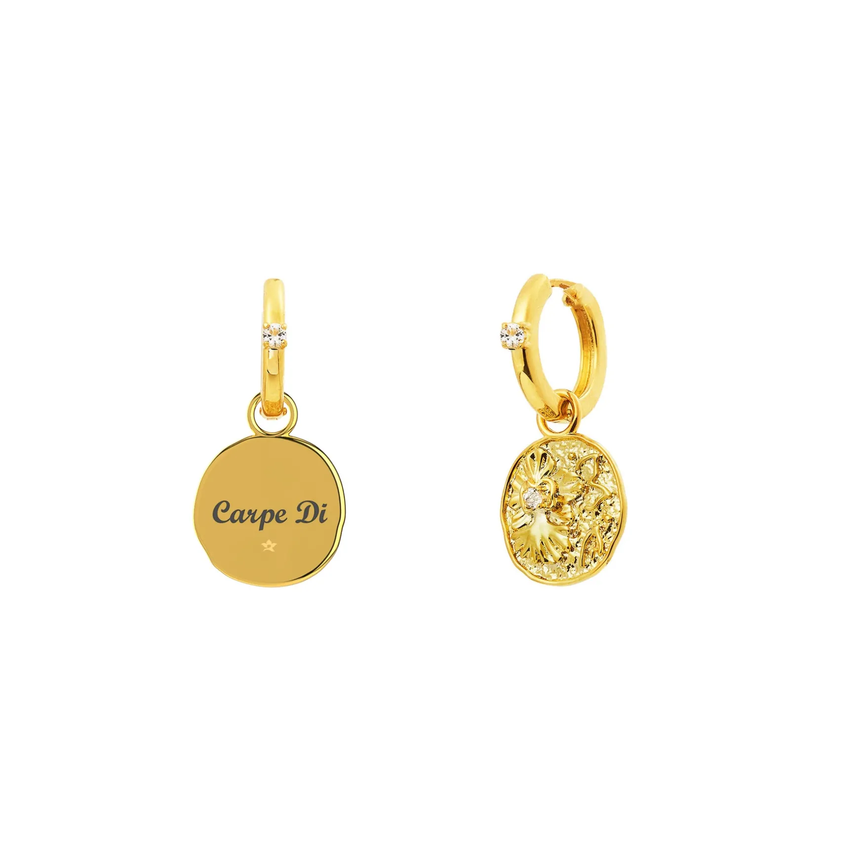 Athena Pendant Earrings in Gold with White Topaz
