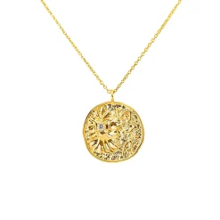 Athena Pendant Necklace in Gold with White Topaz