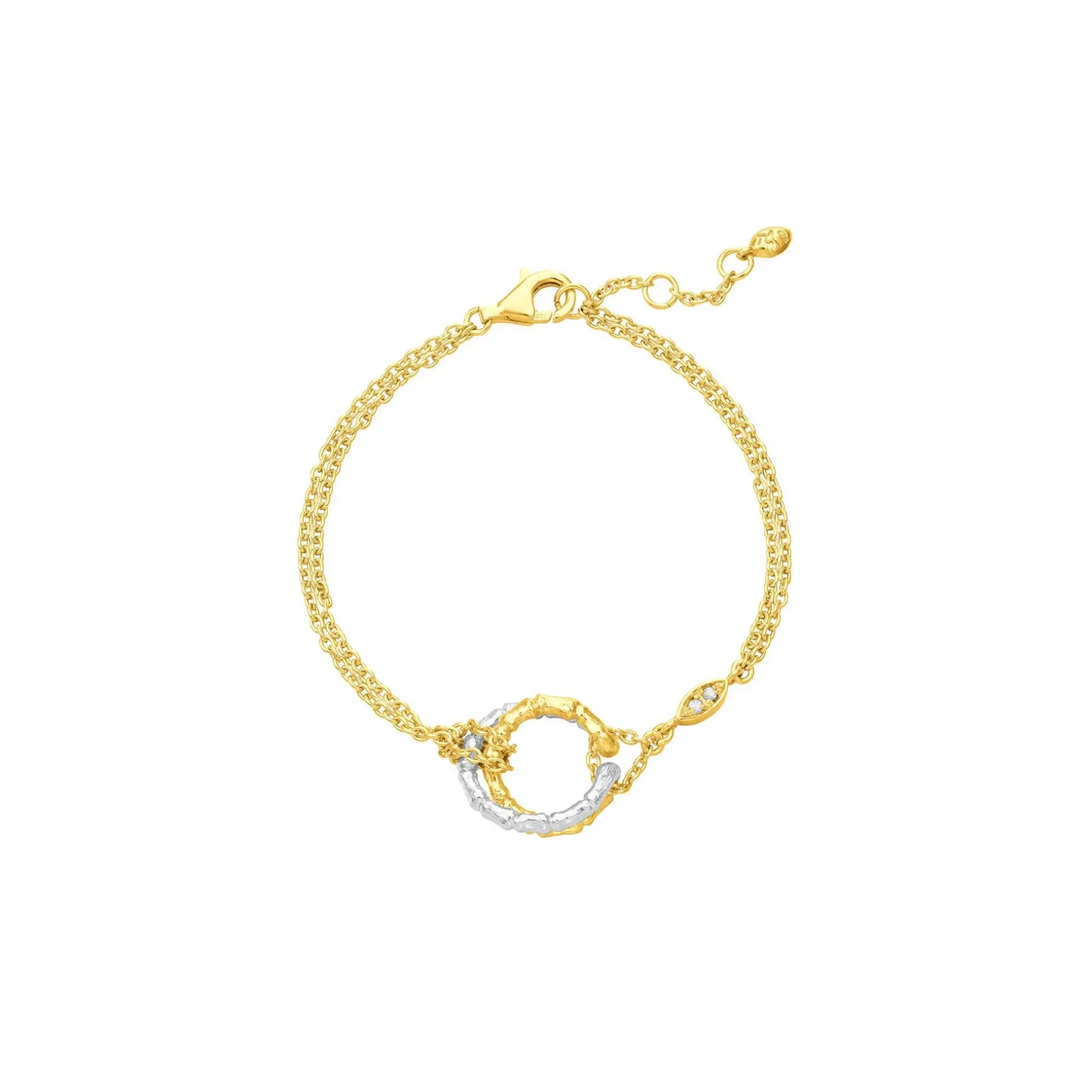 Bamboo Twist Bracelet with White Sapphires
