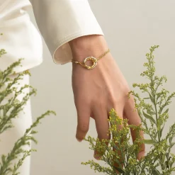 Bamboo Twist Bracelet with White Sapphires