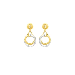 Bamboo Twist Dangling Earrings with White Sapphires