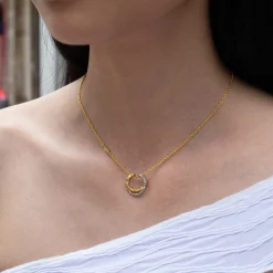 Bamboo Twist Necklace with White Sapphires