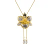 Cattleya Orchid Long Slider Necklace in Gold & Palladium with Crystal Tailends