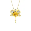 Dendrobium Tay Swee Keng Orchid Long Slider Necklace in Gold & Palladium