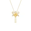 Dendrobium Thong Chai Orchid Long Slider Necklace in Gold & Palladium