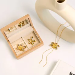 Dendrobium Thong Chai Orchid Long Slider Necklace in Gold & Palladium