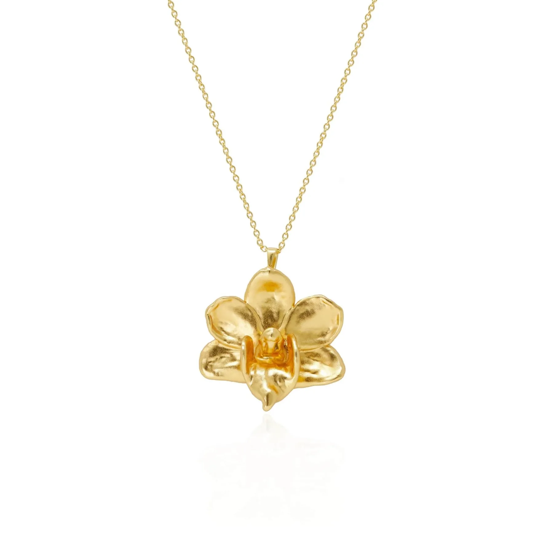 Doritaenopsis Purple Gem Orchid Necklace cum Brooch in Gold