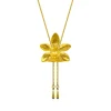 Doritaenopsis Summer Red Orchid Long Slider Necklace in Gold