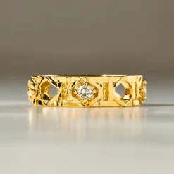 Entwined Rattan Ring with Topaz (YG)