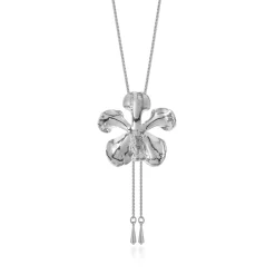 Kagawara Firebird Orchid Long Slider Necklace in Palladium