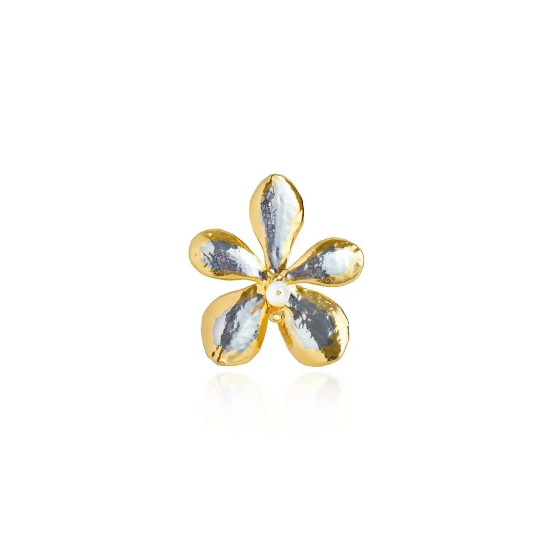 Mokara Orchid Pearl Brooch