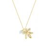 Morning Glory Leaf Necklace with Aquamarine and Topaz