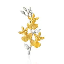 Oncidium Symphony Brooch with Pearls