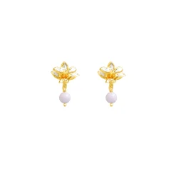 Pelatanthera Insectifera Earring with Burmese Lavender Jade (PG)