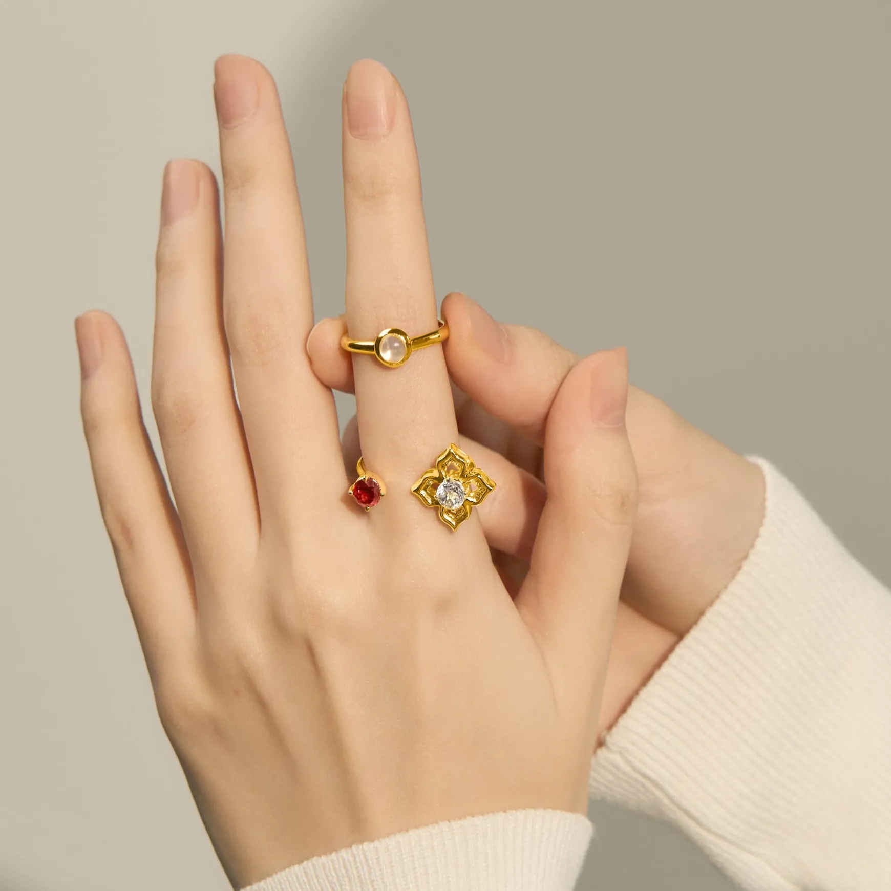 Peranakan Jewel Ring with Moonstone