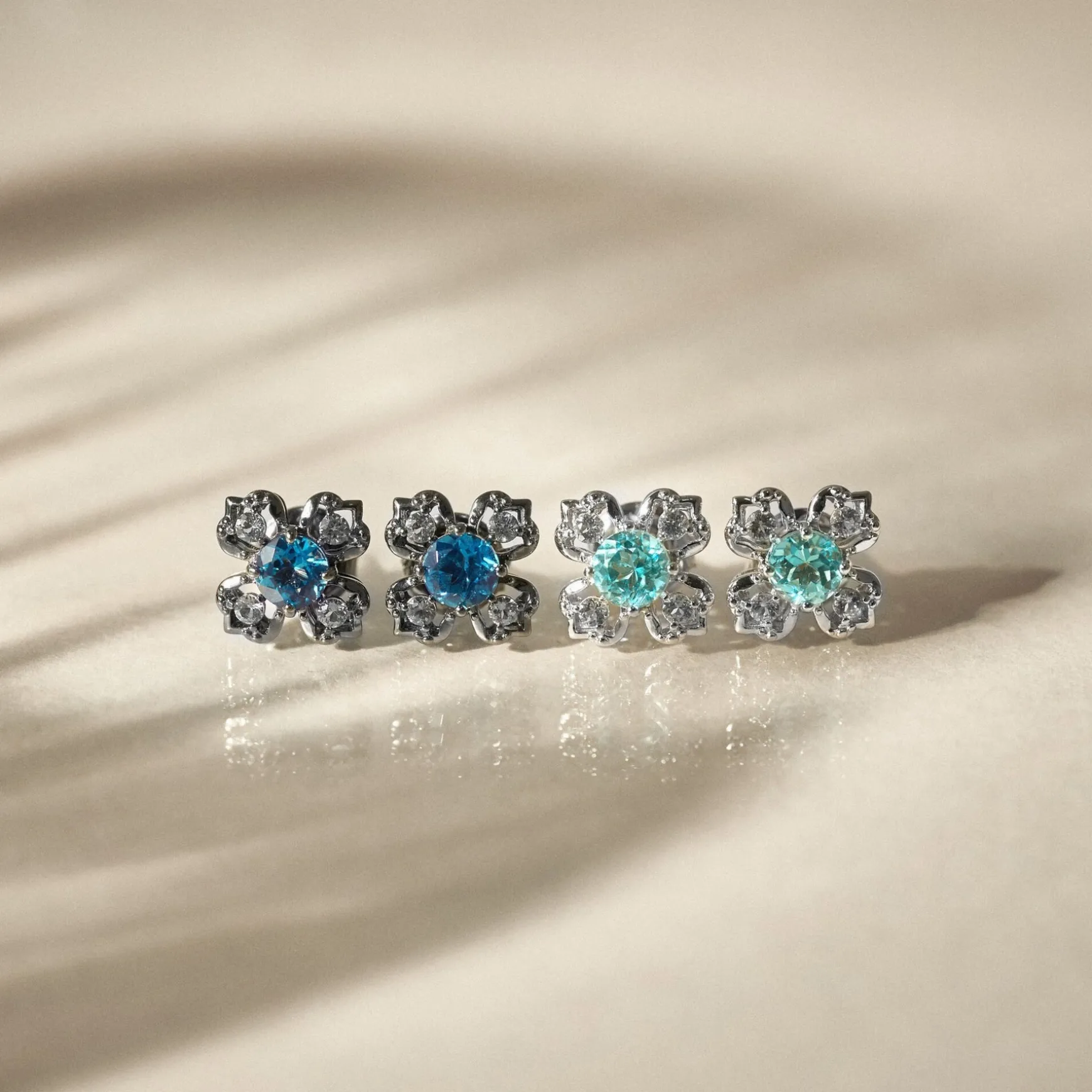 Peranakan Kebaya Earrings (RH) with Sky Blue Topaz