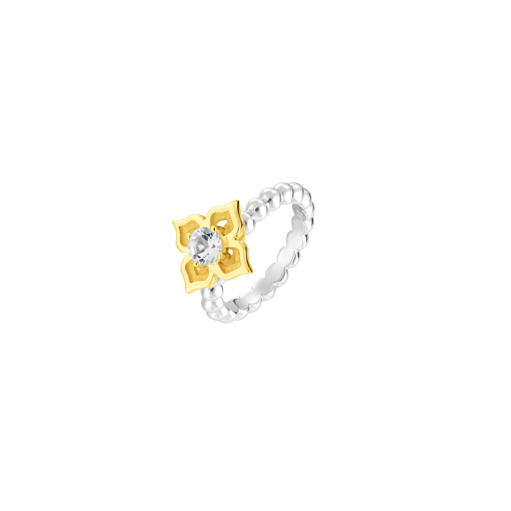 Peranakan Moments Beadwork Ring with White Topaz