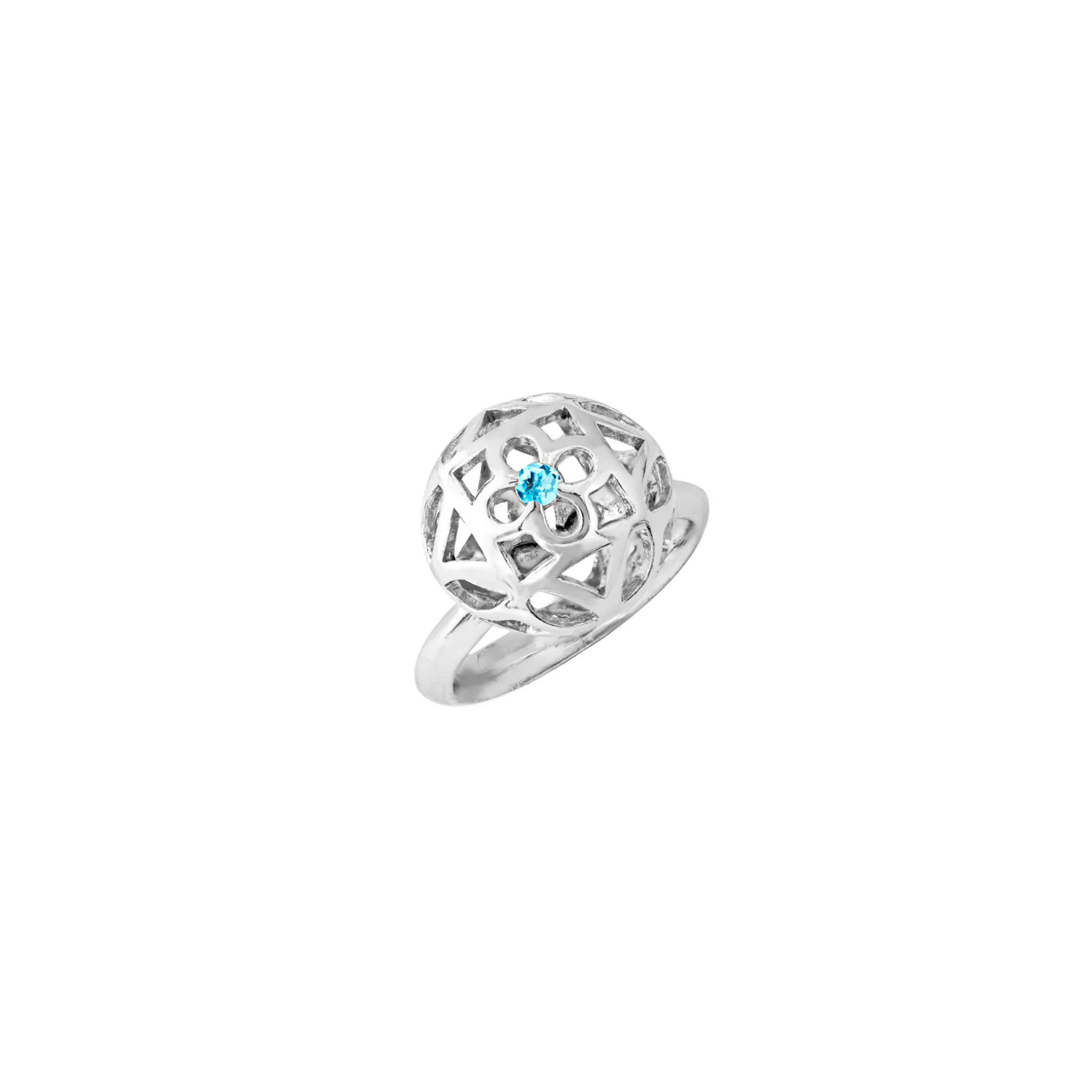 Peranakan Spheres Large Ring with Blue Topaz (RH)