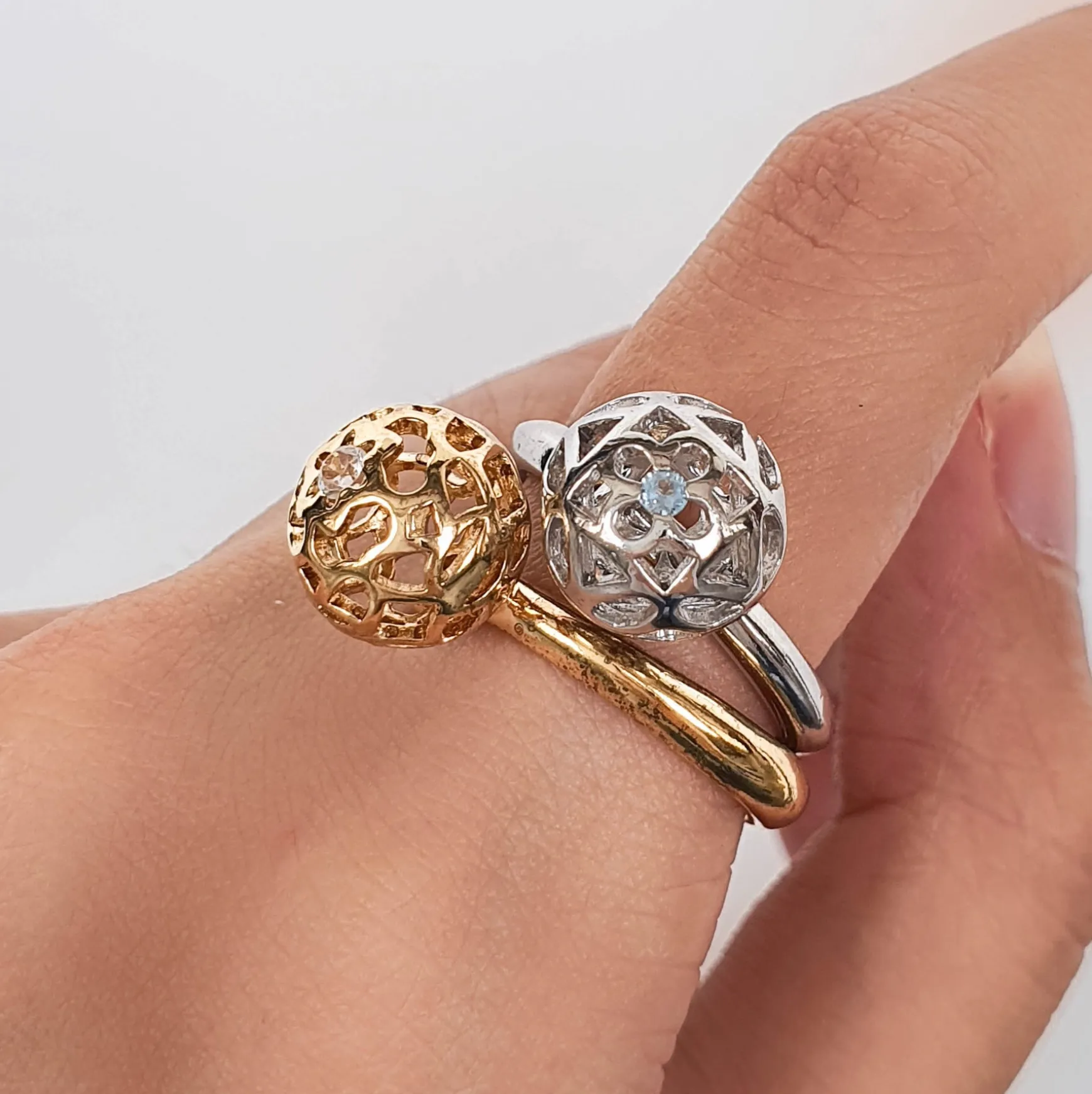 Peranakan Spheres Large Ring with Blue Topaz (RH)