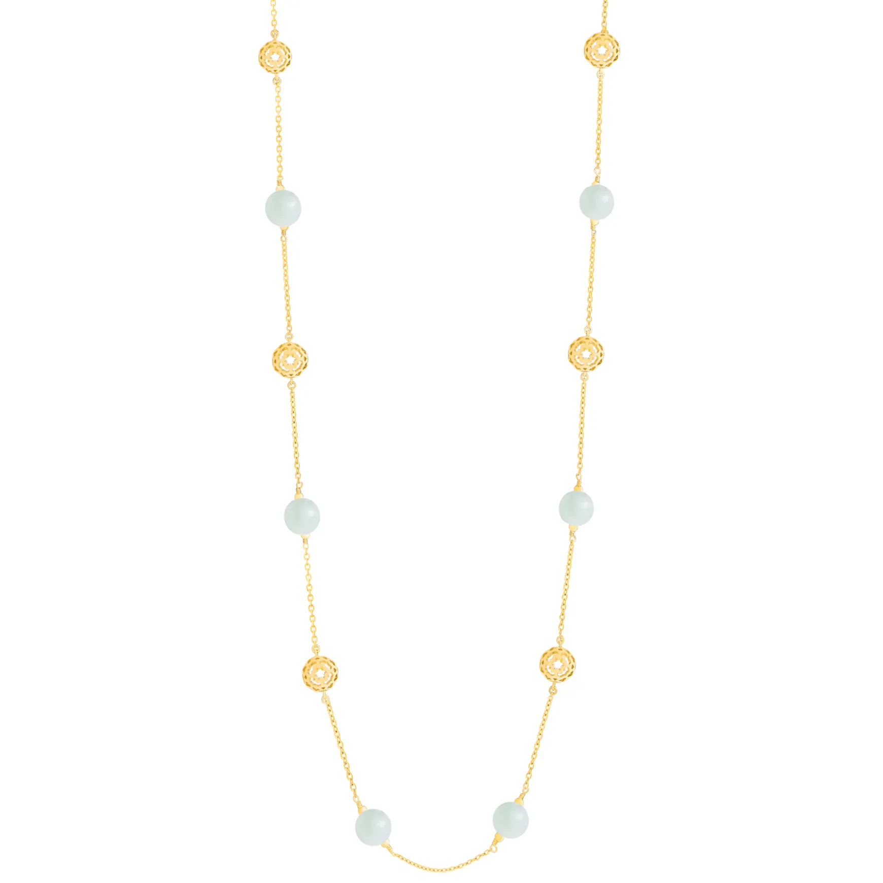 Peranakan Spheres Long Necklace with Jade (G)