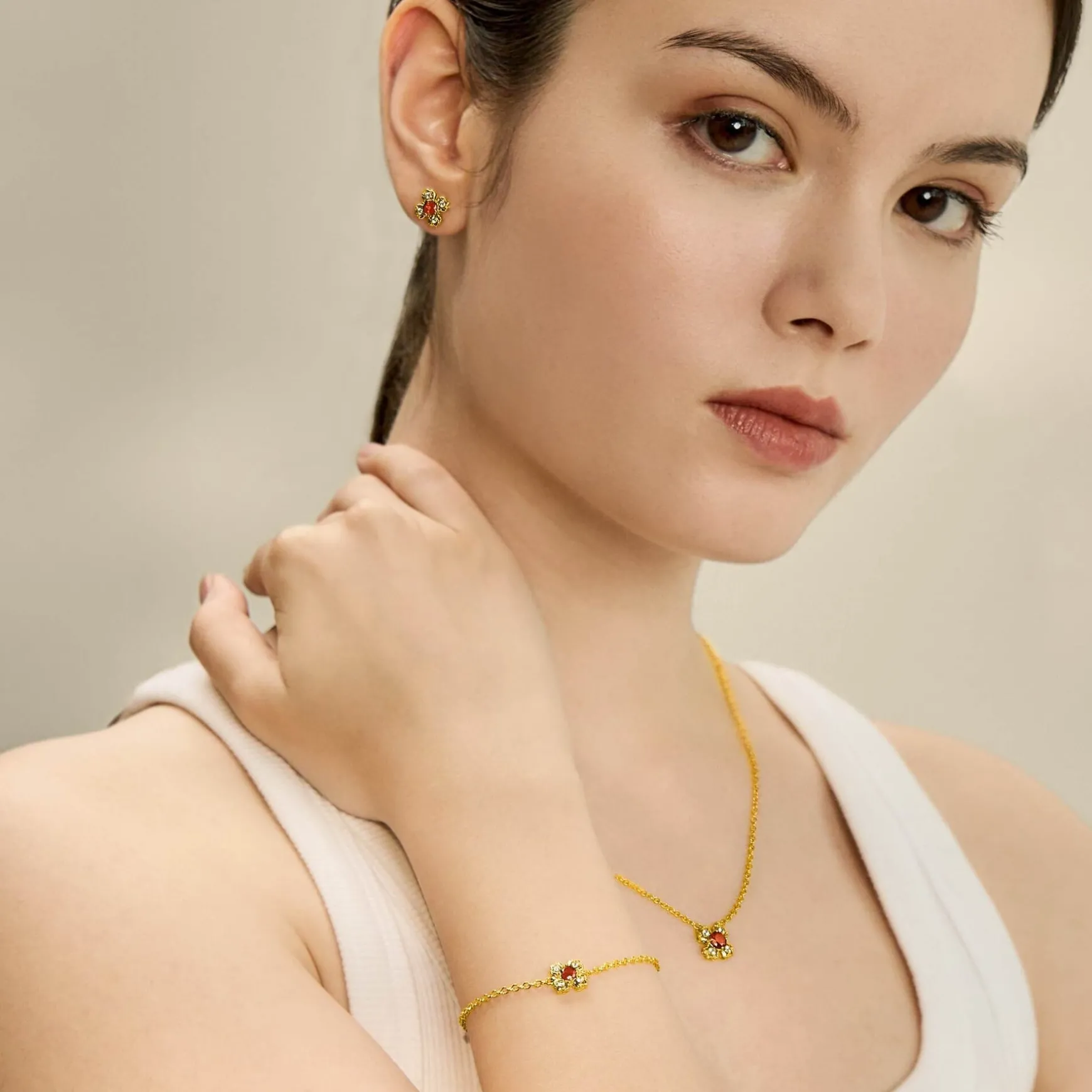Petite Peranakan Kebaya Bracelet With Garnet