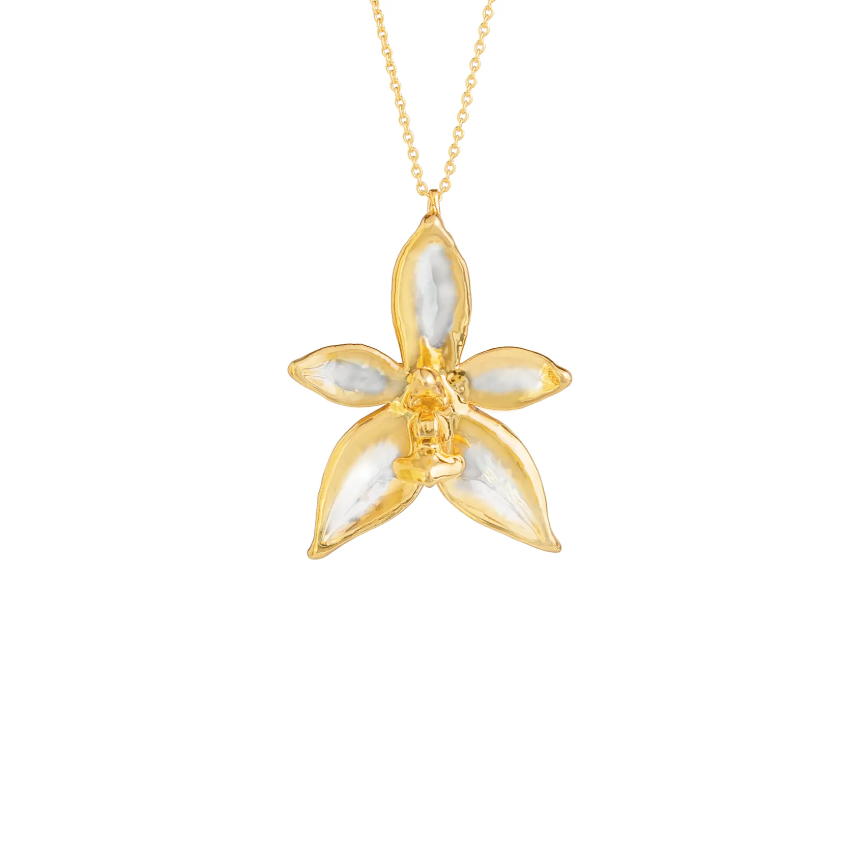 Phalaenopsis Cornu Cervi Orchid Necklace in Gold & Palladium