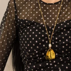 Rose Petal Necklace with Pearl