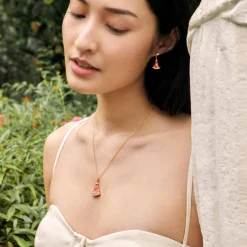 Sweet Nyonya Earrings in Gold with White Topaz