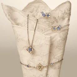 Timeless Nyonya Bracelet in Rhodium with Blue Sapphires