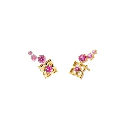 Timeless Nyonya Climber Earrings in Gold with Pink Sapphires
