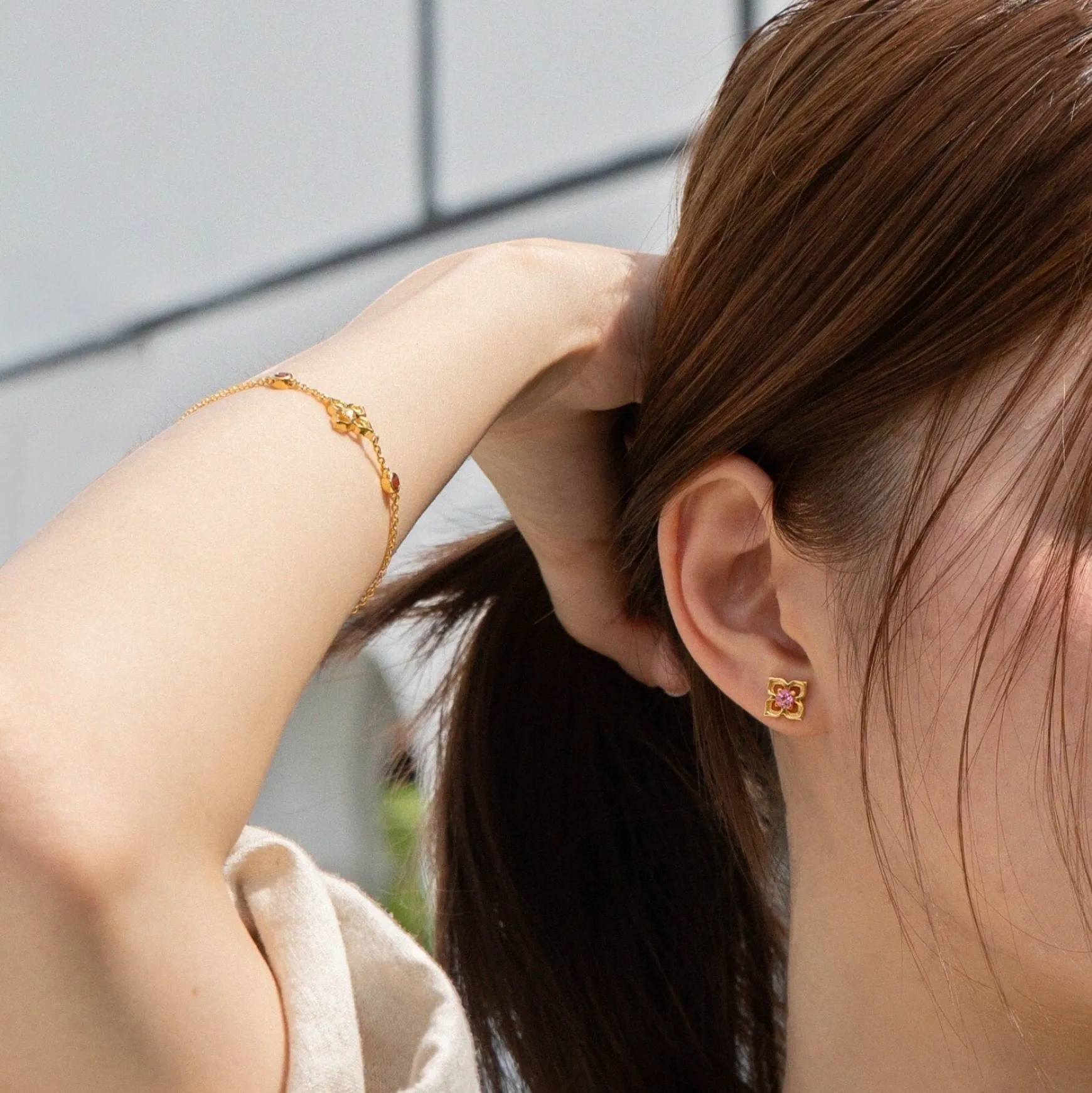 Timeless Peranakan Earrings With Pink Tourmaline