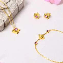 Timeless Peranakan Earrings With Pink Tourmaline