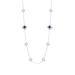 Timeless Peranakan II Necklace in Rhodium with London Blue Topaz