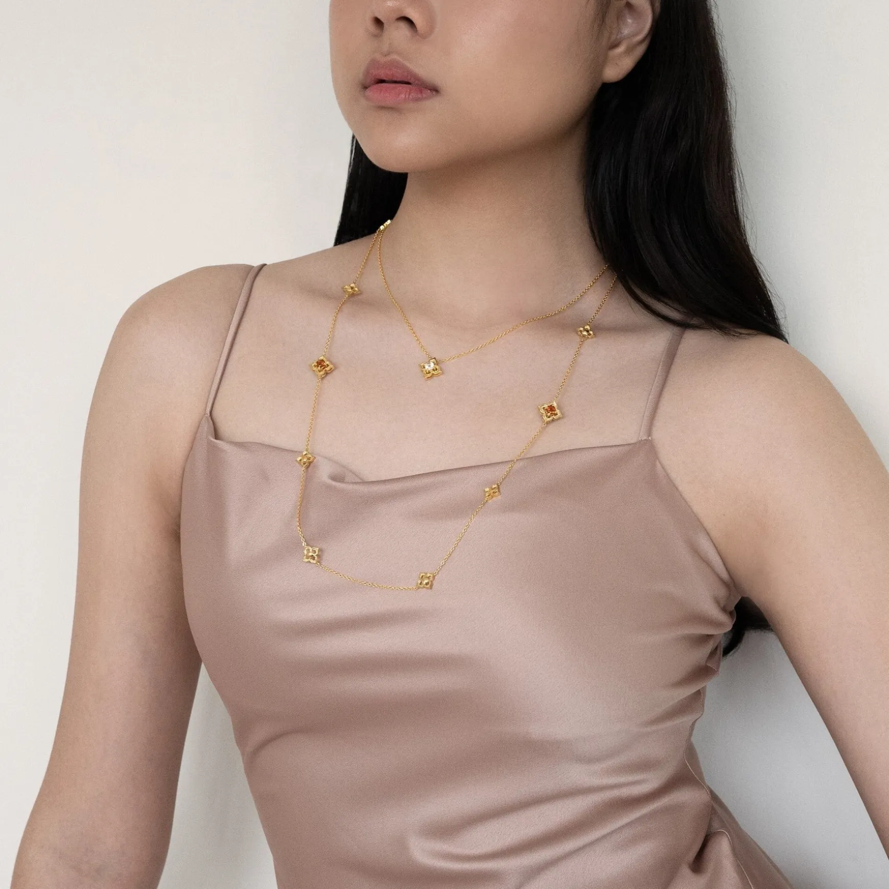 Timeless Peranakan Small Necklace with White Topaz