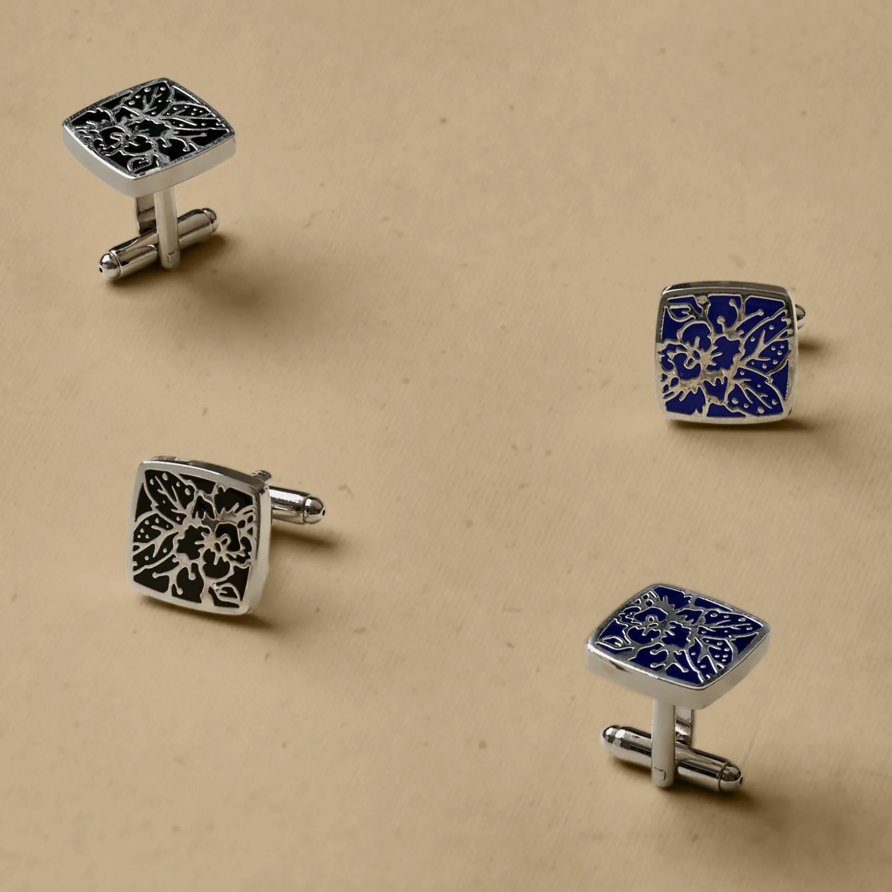 Vanda Batik with Blue Enamel Cufflinks