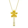 Vanda Limbata Orchid Long Slider Necklace in Gold