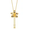 Vanda Limbata Orchid Long Slider Necklace in Gold & Palladium