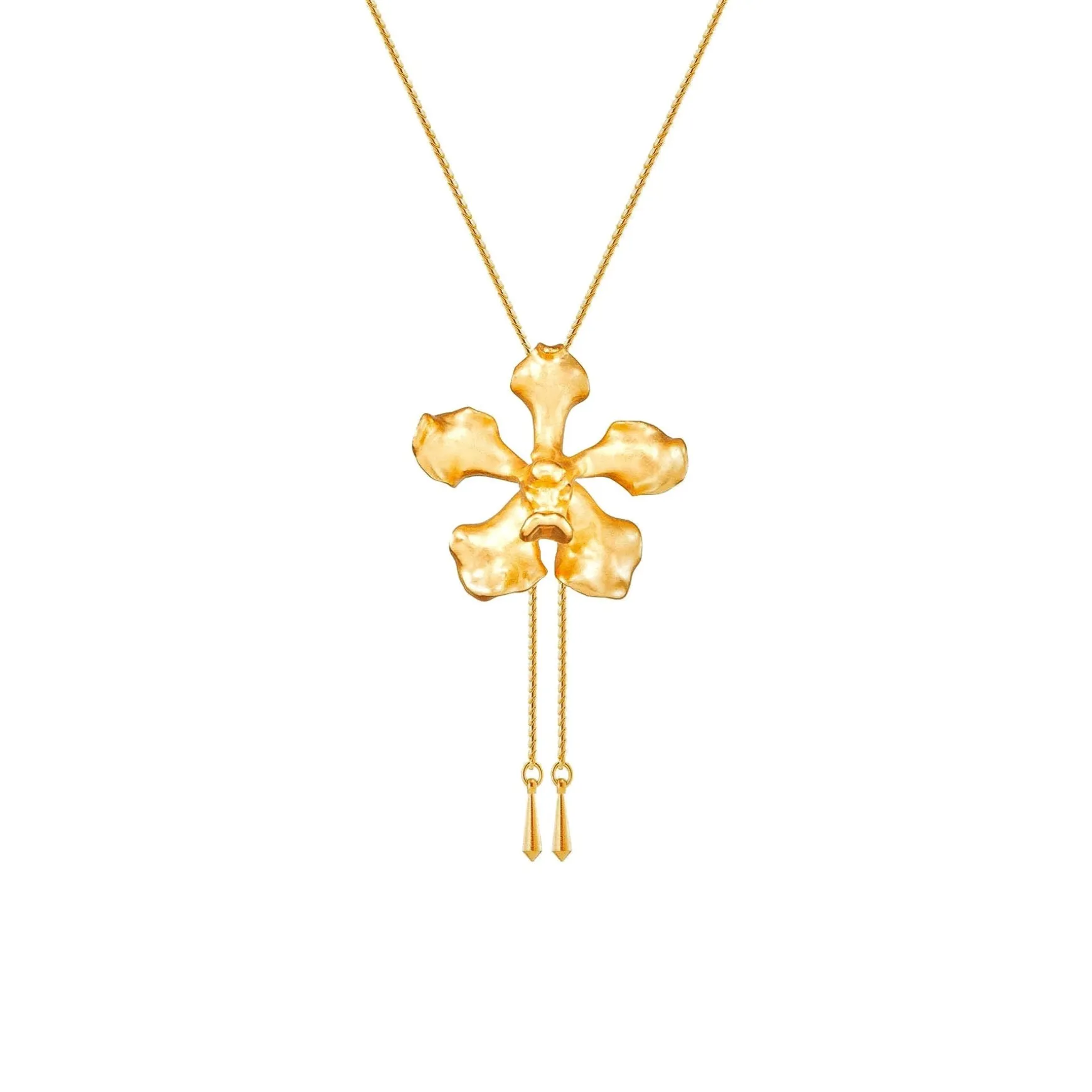 Vanda Wee Kim Lian Orchid Long Slider Necklace in Gold