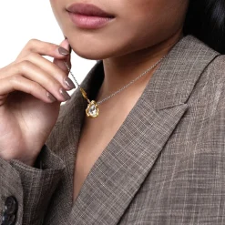 Vintage Bamboo Necklace with White Topaz